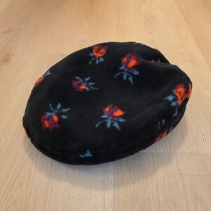 Brixton Fiddler Beret Hat Black Fleece Floral Roses Paris Size Medium Feminine